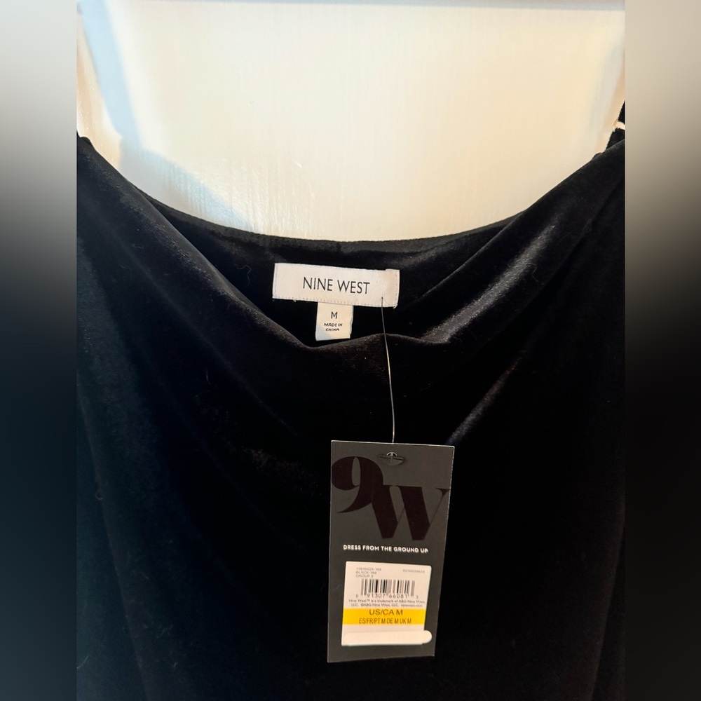 NWT Nine West Black Velvet Midi Slip Dress - Picture 3 of 11